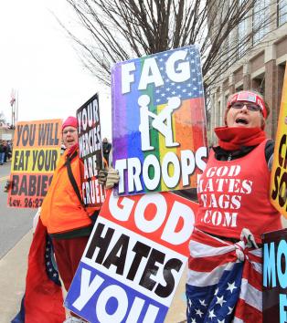 If God exists I suspect he would carry a placard that says GOD HATES THE WESTBORO BAPTIST CHURCH!