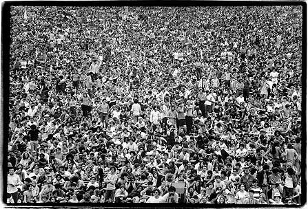 The crowd at Woodstock, August 1969.